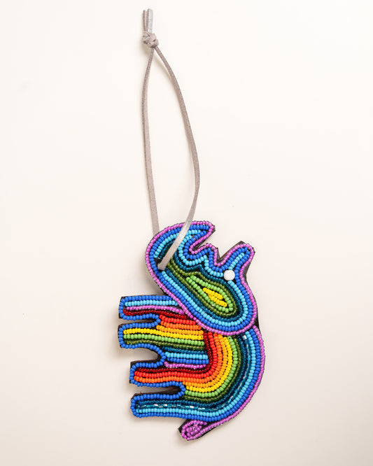 Hand-beaded African rhino bag charm — Kenyan artisan-made beaded animal accessory