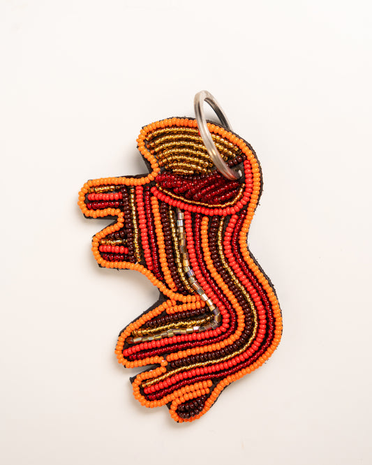 Hand-beaded African wildlife lion keychain — Kenyan artisan-made beaded animal keyring
