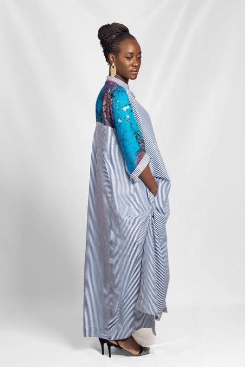 Adoley Dress – Effortless Elegance & Comfort by SakiCole (Grey & White) - Nathez out of Africa