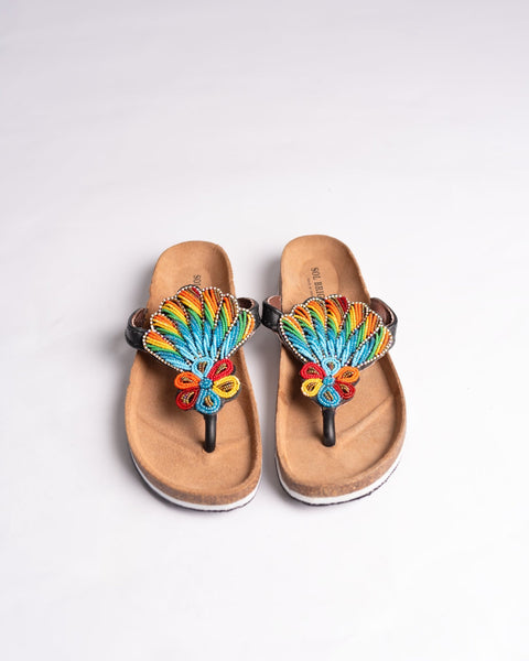 Beaded Leather Birkenstock Slippers (Ref: BERK 3261 ) - Nathez out of Africa
