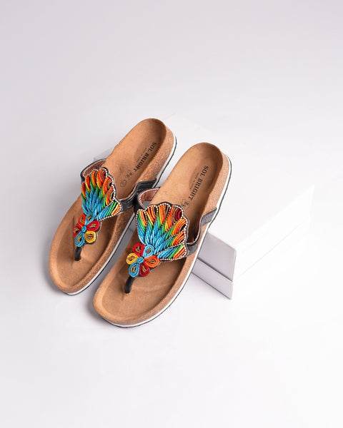 Beaded Leather Birkenstock Slippers (Ref: BERK 3261 ) - Nathez out of Africa