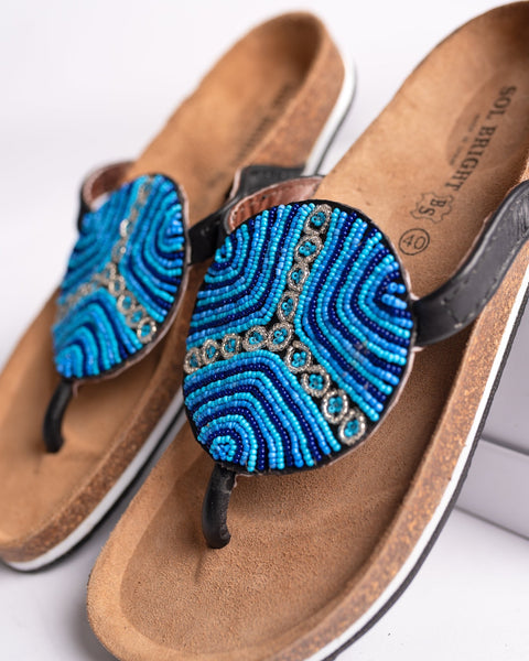 Beaded Leather Birkenstock Slippers (Ref: BERK 3263 ) - Nathez out of Africa