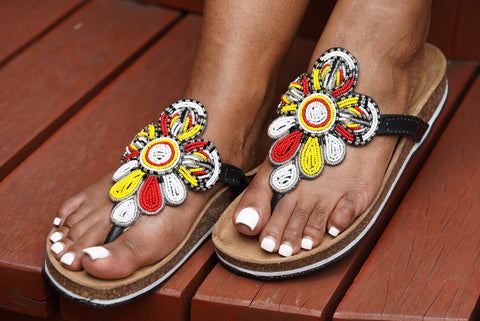 Beaded Leather Birkenstock Slippers (Ref: BERK 3307 ) - Nathez out of Africa