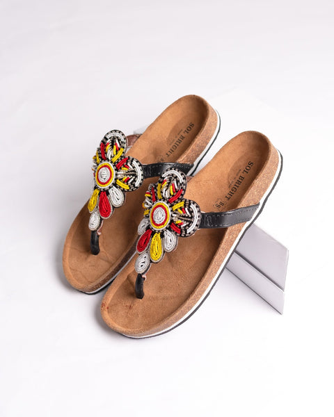 Beaded Leather Birkenstock Slippers (Ref: BERK 3307 ) - Nathez out of Africa