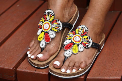 Beaded Leather Birkenstock Slippers (Ref: BERK 3307 ) - Nathez out of Africa