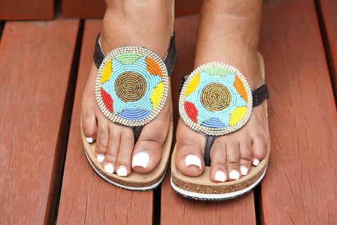 Beaded Leather Birkenstock Slippers (Ref: BERK 3320 ) - Nathez out of Africa