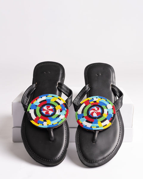 Beaded Leather Comfy Slippers (Ref: 1938) - Nathez out of Africa