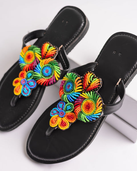Beaded Leather Comfy Slippers (Ref: 2951) - Nathez out of Africa
