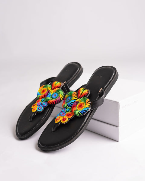 Beaded Leather Comfy Slippers (Ref: 2951) - Nathez out of Africa