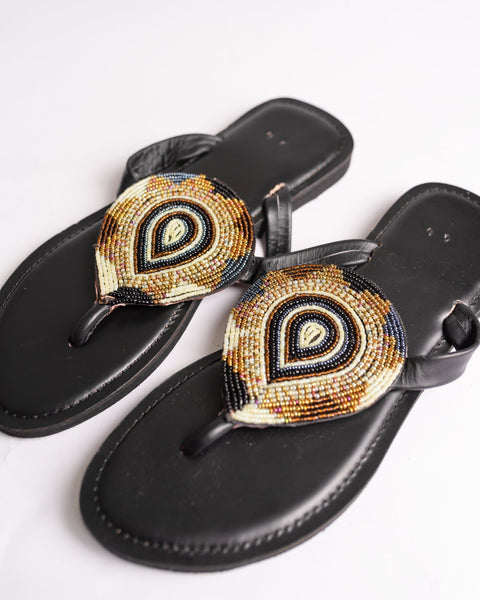 Beaded Leather Comfy Slippers (Ref: 2991) - Nathez out of Africa