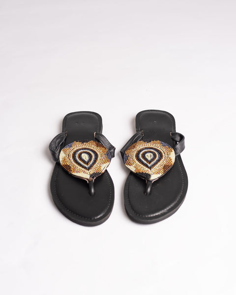Beaded Leather Comfy Slippers (Ref: 2991) - Nathez out of Africa