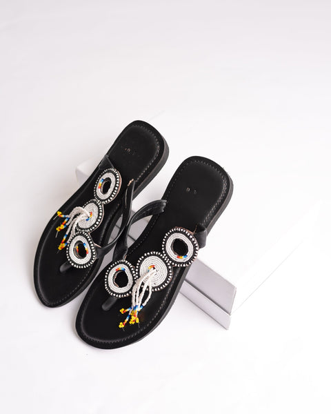 Beaded Leather Comfy Slippers (Ref: 3002) - Nathez out of Africa