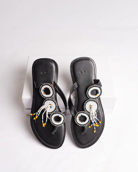 Beaded Leather Comfy Slippers (Ref: 3002) - Nathez out of Africa