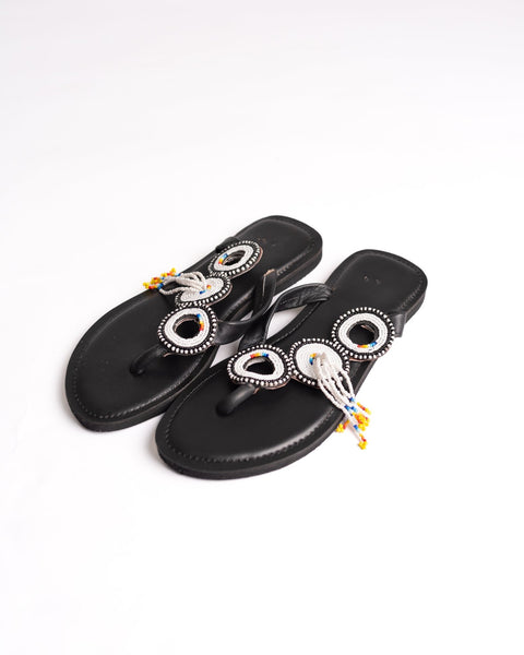 Beaded Leather Comfy Slippers (Ref: 3002) - Nathez out of Africa