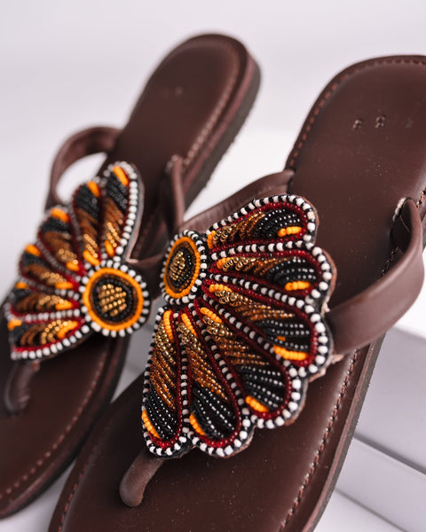 Beaded Leather Comfy Slippers (Ref: 3002) - Nathez out of Africa