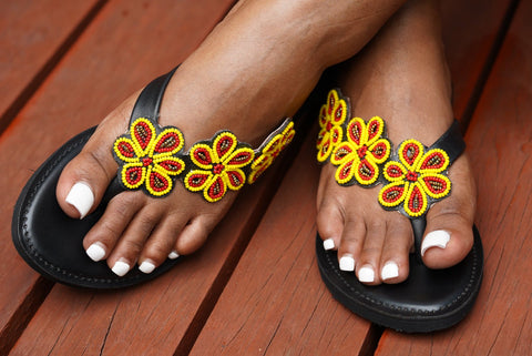 Beaded Leather Comfy Slippers (Ref: 3017) - Nathez out of Africa