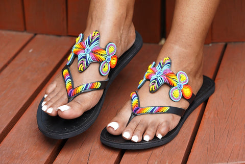 Beaded Leather Comfy Slippers (Ref: 3133) - Nathez out of Africa