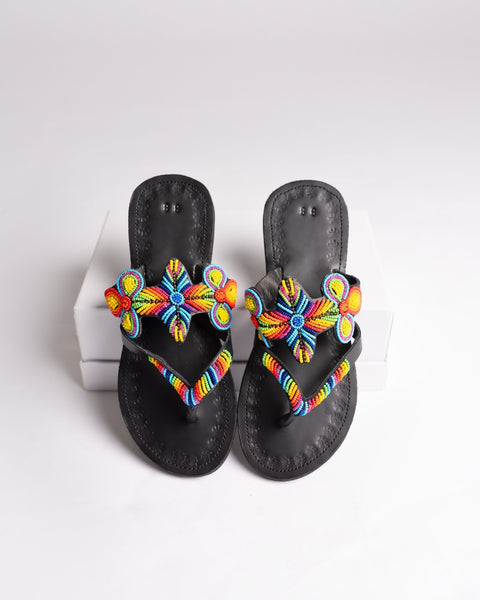 Beaded Leather Comfy Slippers (Ref: 3133) - Nathez out of Africa