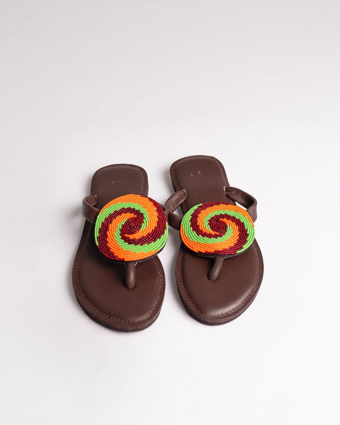 Beaded Leather Comfy Slippers (Ref: 3150) - Nathez out of Africa