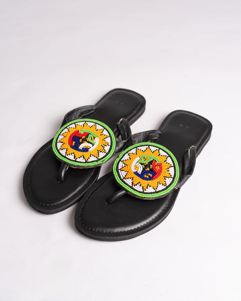 Beaded Leather Comfy Slippers (Ref: 3153) - Nathez out of Africa