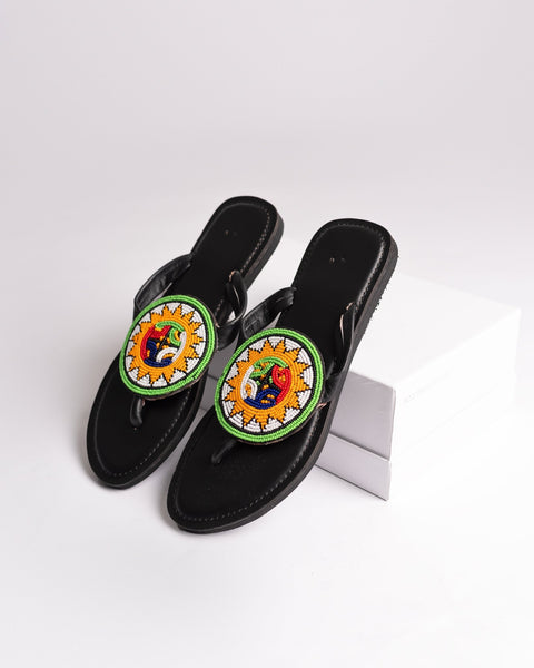 Beaded Leather Comfy Slippers (Ref: 3153) - Nathez out of Africa
