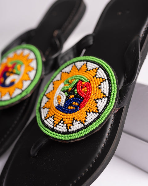 Beaded Leather Comfy Slippers (Ref: 3153) - Nathez out of Africa