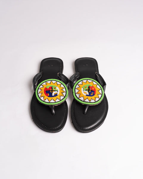 Beaded Leather Comfy Slippers (Ref: 3153) - Nathez out of Africa