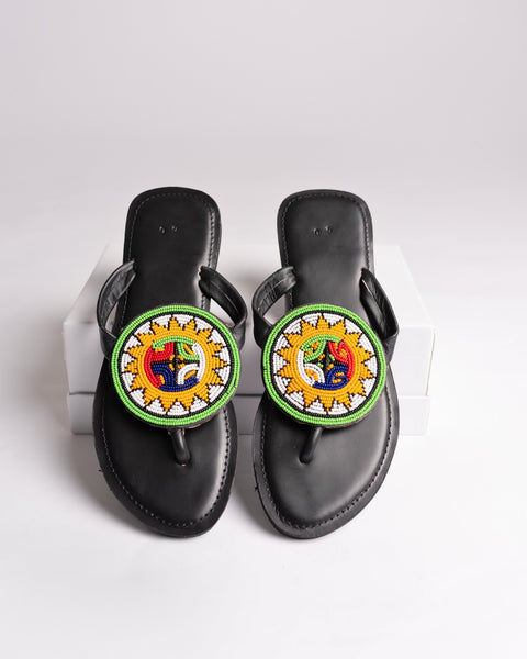 Beaded Leather Comfy Slippers (Ref: 3153) - Nathez out of Africa