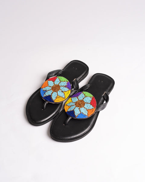 Beaded Leather Comfy Slippers (Ref: 3165) - Nathez out of Africa