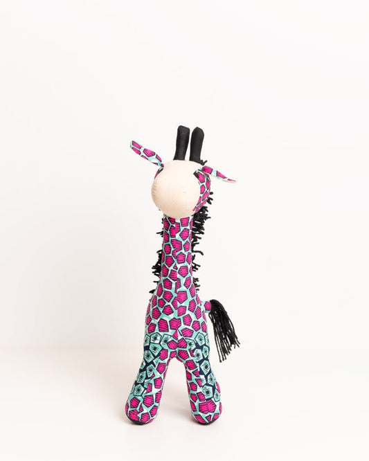Handmade African textile giraffe Twiga soft toy medium — fair trade artisan gift from Africa