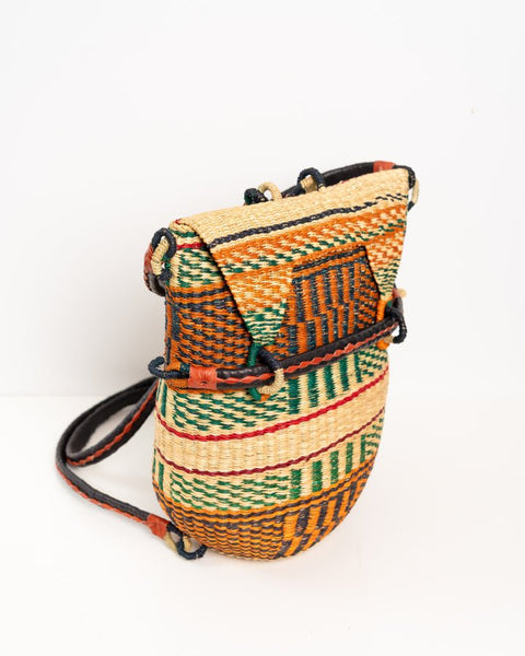 Handwoven Bolga Rucksack | Ethical African Straw Backpack – Ghanaian Craftsmanship - Nathez out of Africa