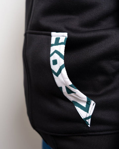 Heritage Jumper – Handcrafted Hoodie with African Print Detail - Nathez out of Africa