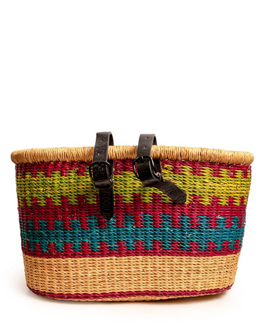 Nathez hand-woven Bolgatanga bicycle basket — eco-friendly African artisan craft from Ghana