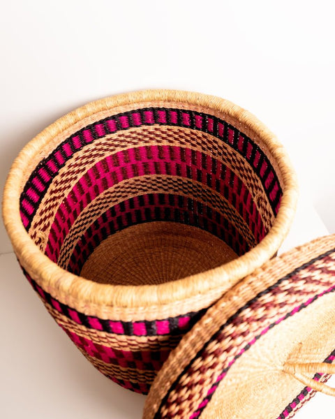 Nathez Hand - woven Laundry basket with Lid - Nathez out of Africa