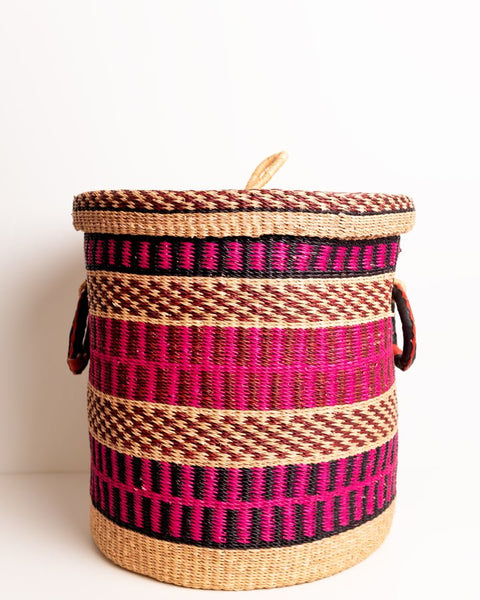 Nathez Hand - woven Laundry basket with Lid - Nathez out of Africa