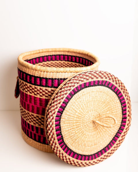 Nathez Hand - woven Laundry basket with Lid - Nathez out of Africa