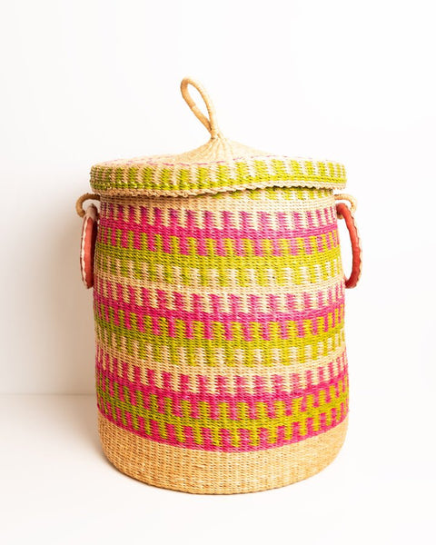 Nathez Hand - woven Laundry basket with Lid - Nathez out of Africa