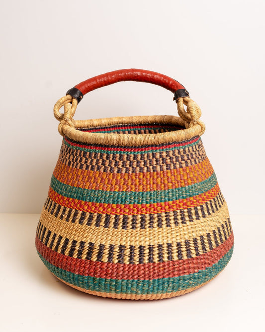 Ahoufe hand-woven Bolga pot basket — unique African artisan basket, ethically made Ghana