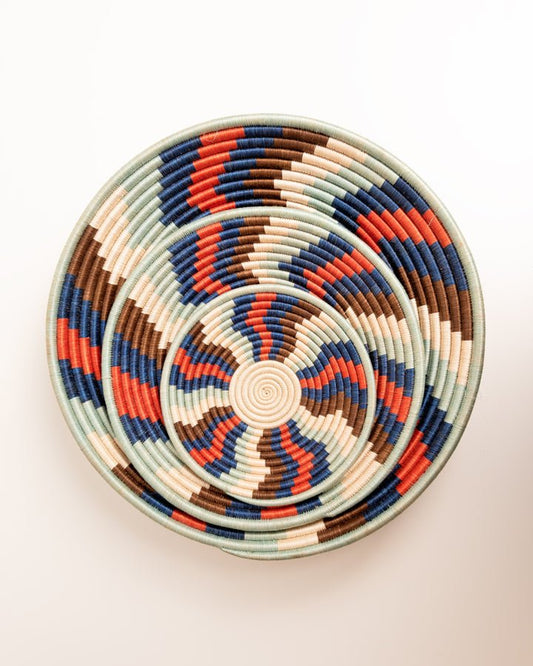 Rwanda hand-woven African basket set of 3 — fair trade artisan home decor from Rwanda