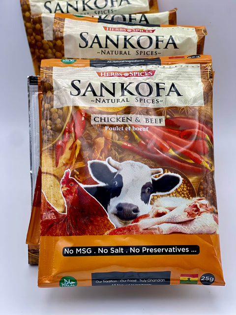 Sankofa Chicken & Beef Seasoning (Strip of 10 Sachets 25g each) - Nathez out of Africa