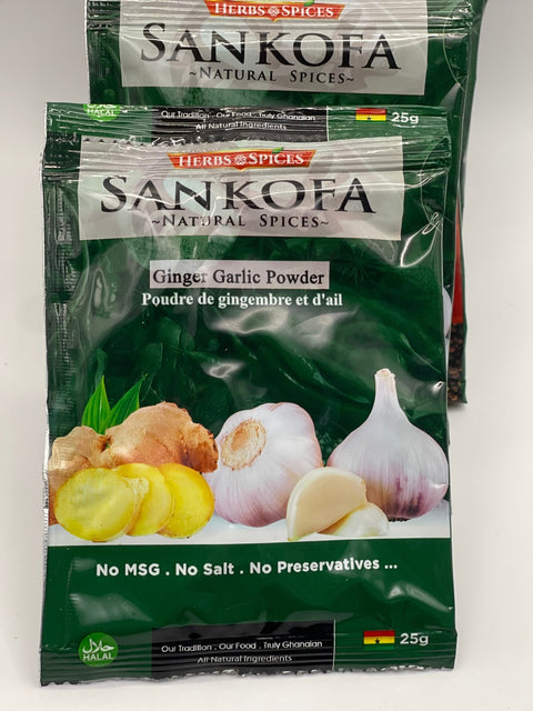 Sankofa Garlic & Ginger Seasoning (Strip of 10 Sachets 25g each) - Nathez out of Africa