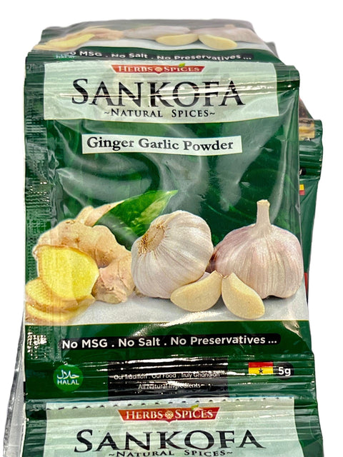 Sankofa Ginger Garlic Powder 5g (Strip of 12 Sachets 5g each) HALAL - Nathez out of Africa