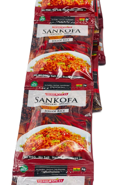 Sankofa Jollof Seasoning 25g (Strip of 10 Sachets 25g each) HALAL - Nathez out of Africa