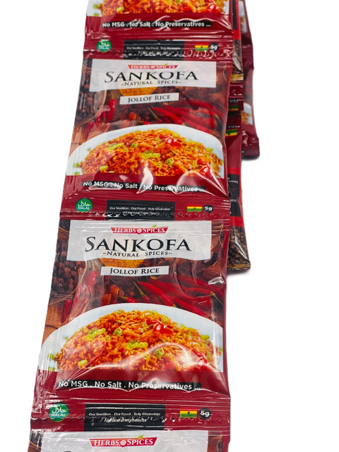 Sankofa Jollof Seasoning 5g (Strip of 12 Sachets 5g each) HALAL - Nathez out of Africa