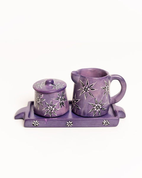 Small Crafted and Hand Painted Milk and Sugar Set - Nathez out of Africa