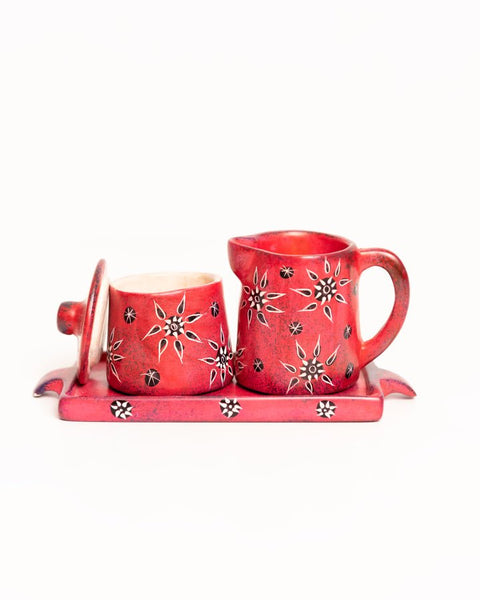 Small Crafted and Hand Painted Milk and Sugar Set - Nathez out of Africa