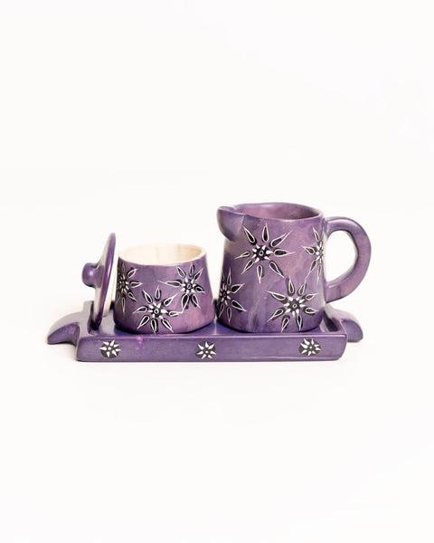 Small Crafted and Hand Painted Milk and Sugar Set - Nathez out of Africa