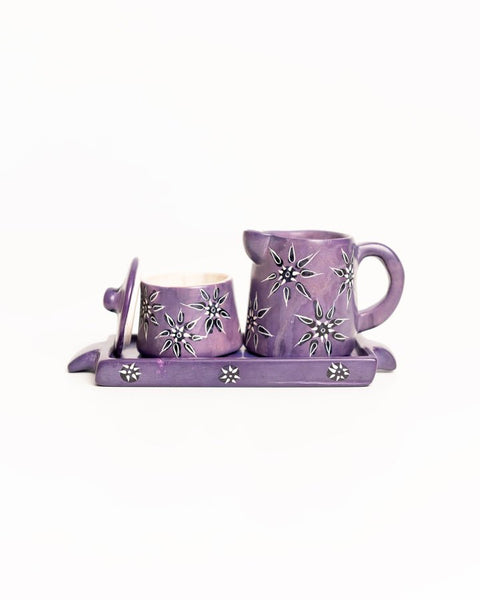 Small Crafted and Hand Painted Milk and Sugar Set - Nathez out of Africa