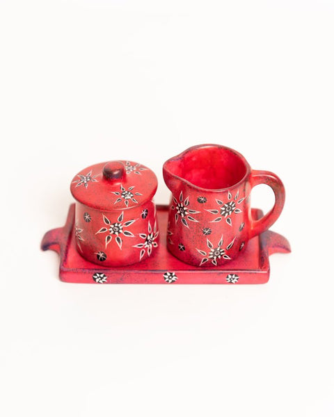Small Crafted and Hand Painted Milk and Sugar Set - Nathez out of Africa