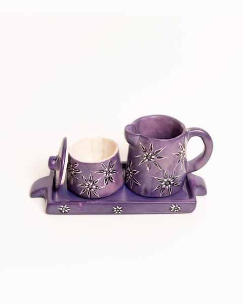 Small Crafted and Hand Painted Milk and Sugar Set - Nathez out of Africa